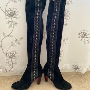 Christian Louboutin Civiliza 100 Black Calf Leather Knee High